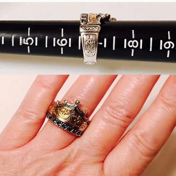 Konstantino Sterling & 18k Blue Topaz Crown Ring - Picture 6 of 8